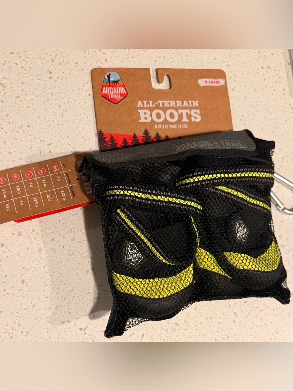 Arcadia Trail XL All-Terrain Dog Boots Black Yellow Reflective Set of 4
